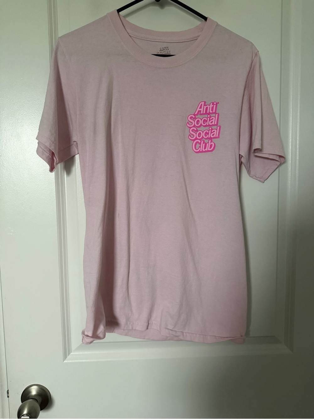 Barbie promo Anti Social Social Club Light Pink Tee with Hot Pink Chest Logo